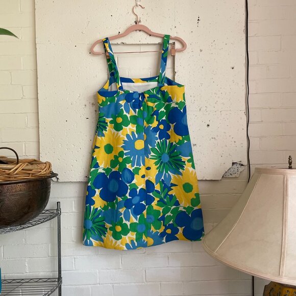 J. Crew | Blue/Green/Yellow Floral Linen Blend Shift Dress 4 - Picture 5 of 7